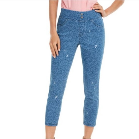 High-Rise Ditsy Floral-Print Denim Skimmer Legging - Picture 1 of 6